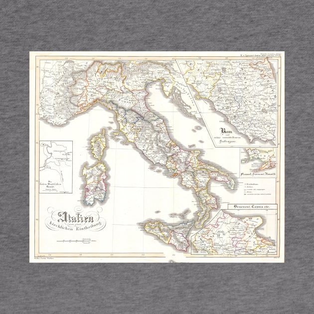 Vintage Map of Italy (1850) by Bravuramedia